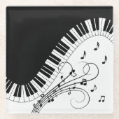 Dessous-de-verre En Verre Piano Keyboard Music Design (Devant)