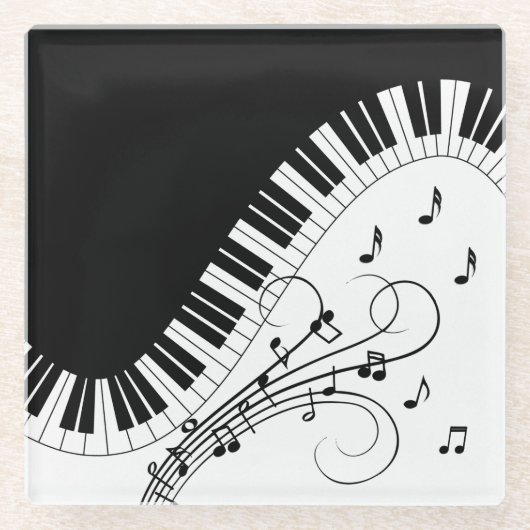 Dessous-de-verre En Verre Piano Keyboard Music Design (Devant)