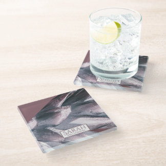 Dessous-de-verre En Verre Pics de l'Ananas en Argent Abstrait