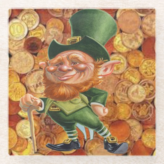 Dessous-de-verre En Verre pièces d'or leprechaun (Devant)