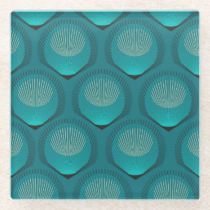 Dessous-de-verre En Verre Pierres Peacock Stylisées Carrelage bleu