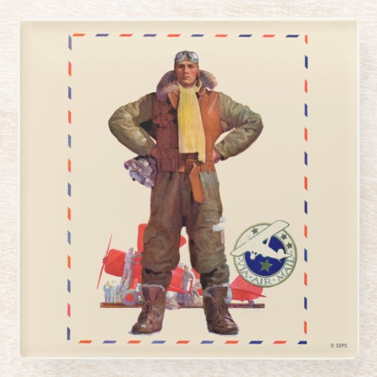 Dessous-de-verre En Verre Pilote de par avion (Devant)