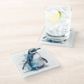 Dessous-de-verre En Verre Pingouin d'aquarelle Arctique (Incliné)