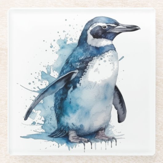 Dessous-de-verre En Verre Pingouin d'aquarelle Arctique (Devant)