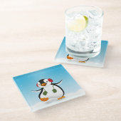 Dessous-de-verre En Verre Pingouin d'hiver mignon (Incliné)