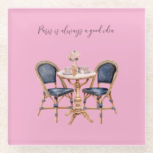 Dessous-de-verre En Verre Pink Blue Paris Table Baguettes (Devant)