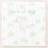 Dessous-de-verre En Verre Pink Flamingo Palm Trees (Dos)