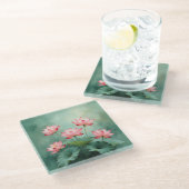 Dessous-de-verre En Verre Pink Lotus Artwork  (Incliné)