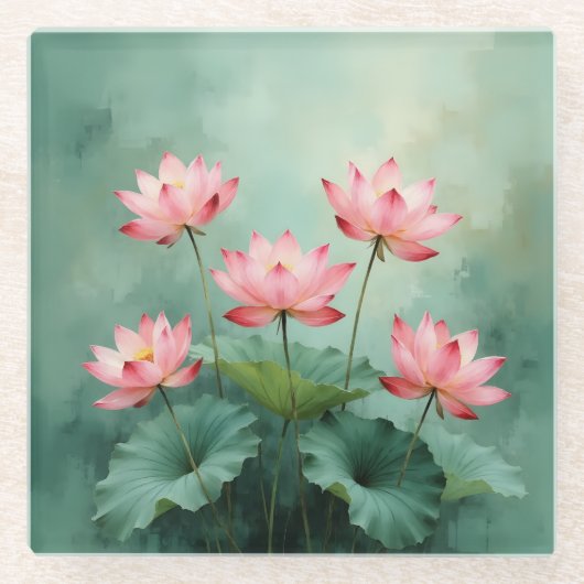 Dessous-de-verre En Verre Pink Lotus Artwork  (Devant)