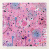Dessous-de-verre En Verre Pink Maximalist Abstract Art  (Devant)