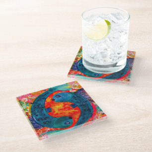 Dessous-de-verre En Verre Pisces Glass Dragon Coasters