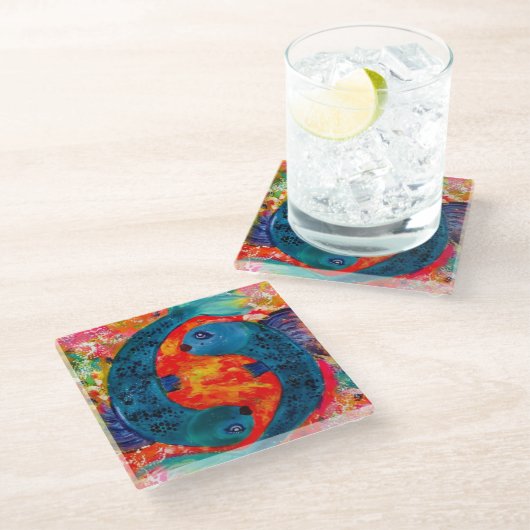 Dessous-de-verre En Verre Pisces Glass Dragon Coasters (Incliné)