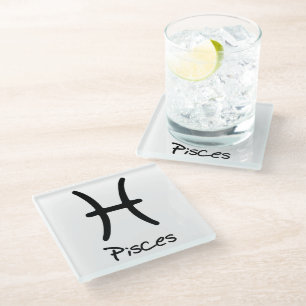 Dessous-de-verre En Verre Pisces Zodiac Connexion Arrière - plan blanc