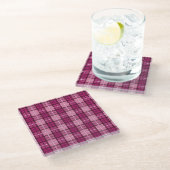 Dessous-de-verre En Verre Pixel Plaid_Magenta-Black (Incliné)