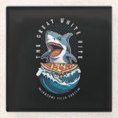 Dessous-de-verre En Verre Pizza pour manger des requins | Le Grand Bite Blan (Devant)