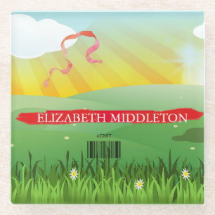 Dessous-de-verre En Verre Place Escort Nom Siège Carreaux Rustique Festival