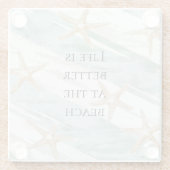 Dessous-de-verre En Verre Plage Aqua Mint Starfish Stripes Mariage (Dos)