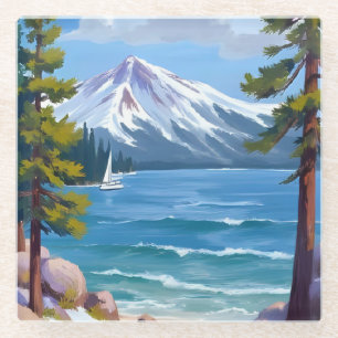Dessous-de-verre En Verre Plage de Sand Harbor, peinture du lac Tahoe