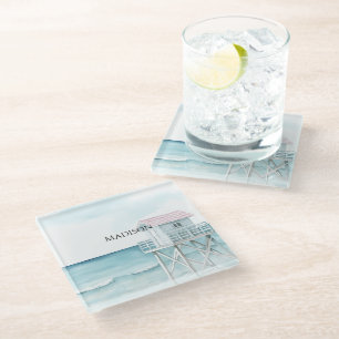 Dessous-de-verre En Verre Plage Océanique Côtière  
