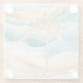 Dessous-de-verre En Verre Plage Tropical Gold Parties scintillant Palm Tree (Dos)