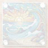 Dessous-de-verre En Verre Plage tropicale Vitraux (Dos)