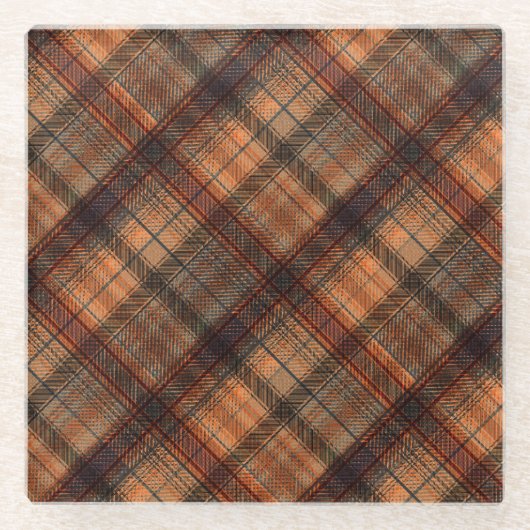 Dessous-de-verre En Verre Plaid écossais écossais écossais écossais marron o (Devant)