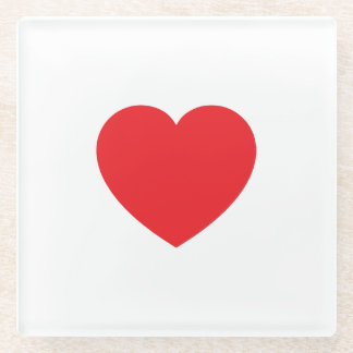 Dessous-de-verre En Verre Plain Modern White Red Love Heart Graphic
