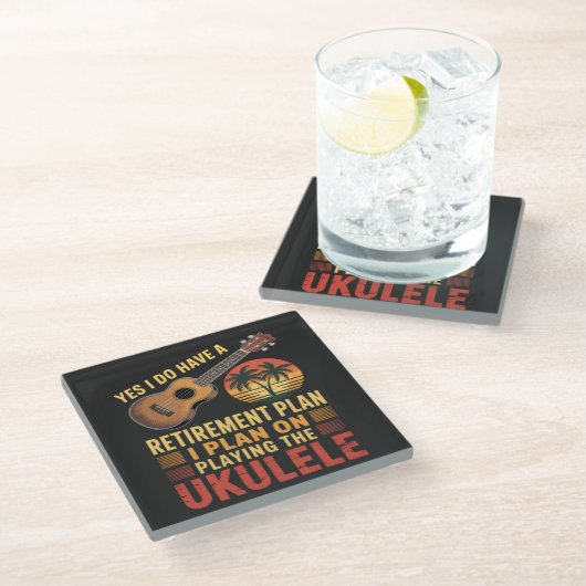 Dessous-de-verre En Verre Plan de retraite Ukulele Drôle (Incliné)