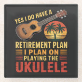 Dessous-de-verre En Verre Plan de retraite Ukulele Drôle (Devant)