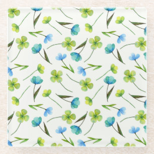 Dessous-de-verre En Verre Plantes aquarelle : Motif Floral sans joint.