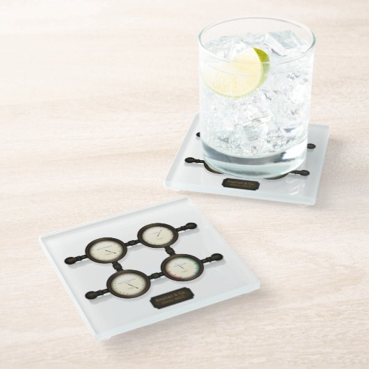 Dessous-de-verre En Verre Plaque personnalisable Compteurs et jauges Steampu (Incliné)