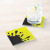 Dessous-de-verre En Verre Plat noir sur Jaune (Incliné)