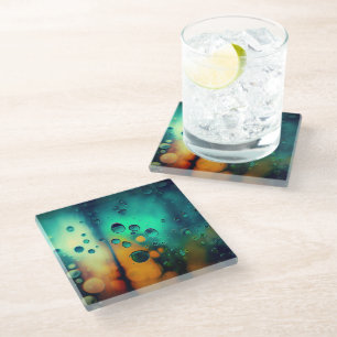Dessous-de-verre En Verre Pluie Chromatique Fond Coloré