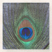 Dessous-de-verre En Verre Plumes de paon sur gris (Devant)