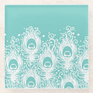 Dessous-de-verre En Verre Plumes molles de paon