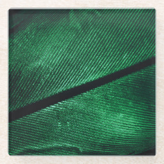 Dessous-de-verre En Verre Plumes Vertes, Belle Texture Motif.