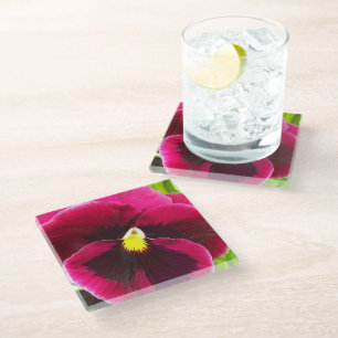 Dessous-de-verre En Verre Plutôt Purple Pansy Floral