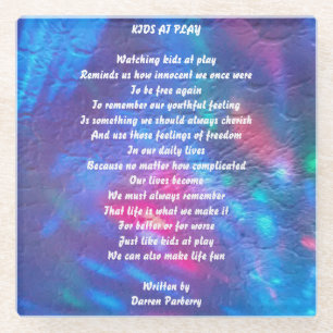 Dessous-de-verre En Verre Poème "Kids at Play" - Dessous de verre