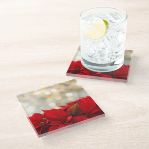 Dessous-de-verre En Verre Poinsettia de Noël