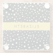 Dessous-de-verre En Verre Points dalmatiens, Spots, Noir et Blanc, Votre nom (Dos)