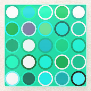 Dessous-de-verre En Verre Points modernes du milieu du siècle - tons aqua