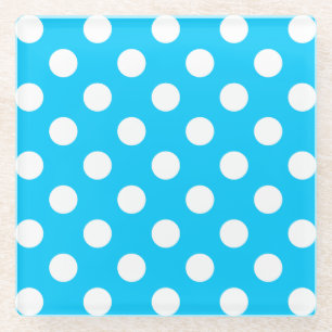 Dessous-de-verre En Verre Pois blancs sur bleu électrique
