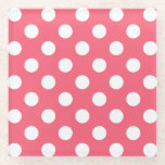 Dessous-de-verre En Verre Pois blancs sur corail<br><div class="desc">Pois blancs sur corail</div>