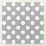 Dessous-de-verre En Verre Pois blancs sur gris<br><div class="desc">Pois blancs sur gris</div>