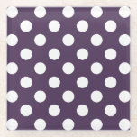 Dessous-de-verre En Verre Pois blancs sur prune violette<br><div class="desc">Pois blancs sur prune violette</div>