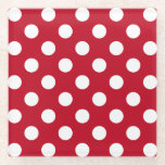 Dessous-de-verre En Verre Pois blancs sur rouge<br><div class="desc">Pois blancs sur rouge</div>