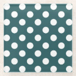 Dessous-de-verre En Verre Pois blancs sur turquoise<br><div class="desc">Pois blancs sur turquoise</div>