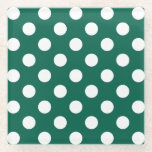 Dessous-de-verre En Verre Pois blancs sur vert sauge<br><div class="desc">Pois blancs sur vert sauge</div>