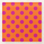 Dessous-de-verre En Verre Pois Fuchsia orange<br><div class="desc">Pois Fuchsia orange</div>