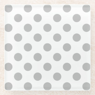 Dessous-de-verre En Verre Pois gris sur blanc